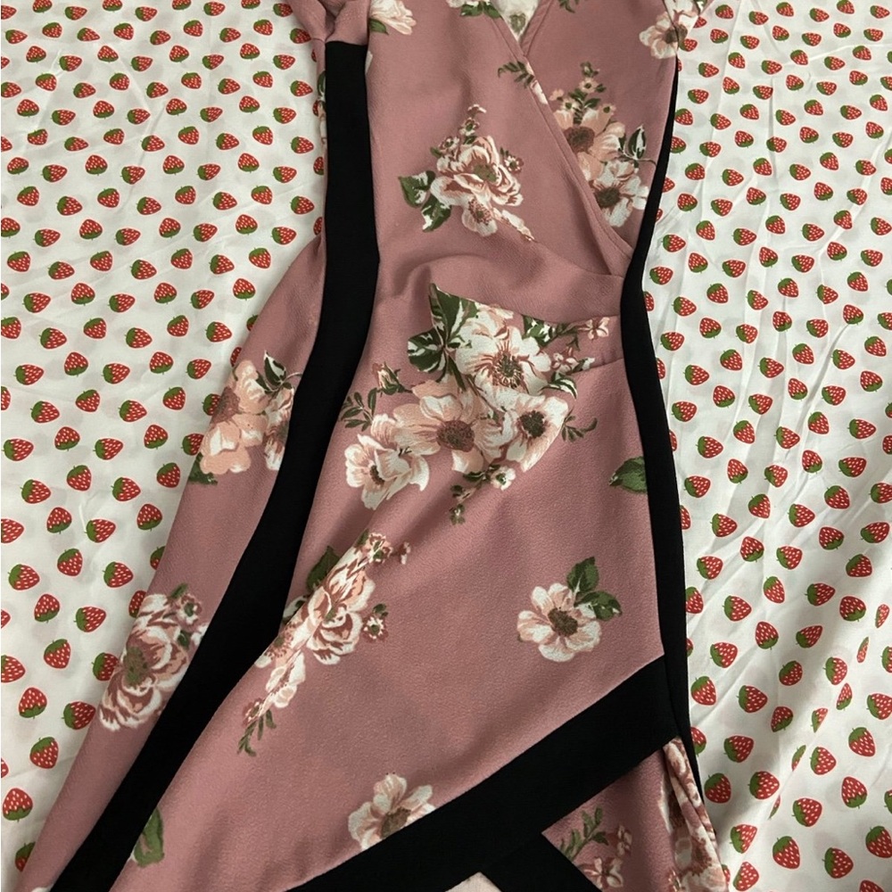 Almost Famous Mauve Floral Asymmetrical Dress